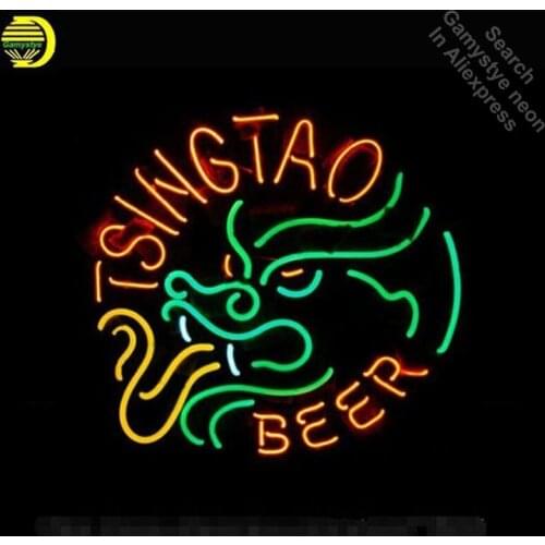 TSINGTAO Beer Neon Sign Drage neon bulb Sign Real Glass Tube neon lights Recreation club Pub Iconic Sign Advertise personalized