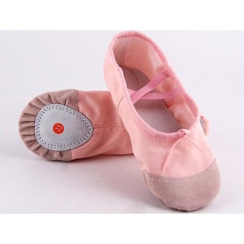 Size 22-30 Little Girls Pink Ballet Dance Yoga Gymnastics Shoes Split-Sole Cotton Kids shoes Cute Soft Slipper