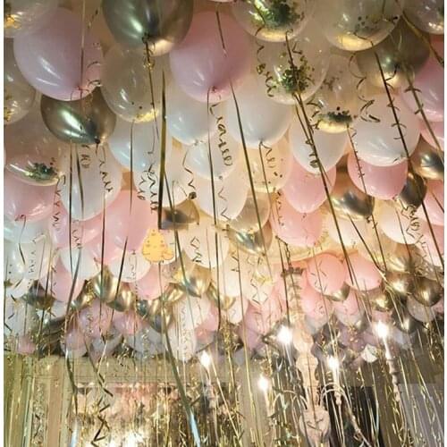 Pink White Gold Transparent Confetti Balloons Tender Powder Series Girls Birthday Decoration Latex Balloons