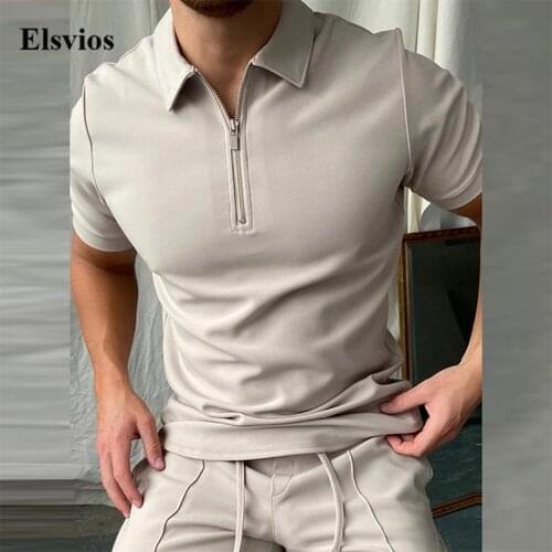 New Summer Short Sleeve Fashion Tops Pullover Casual Solid Zip-Up Men Polo Shirts Vintage Harajuku Polo Shirt For Man Streetwear