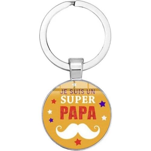 I Love Dad Keychain My Dad Is A Super Hero Pendant Glass Key Ring Fathers Day Best Gift