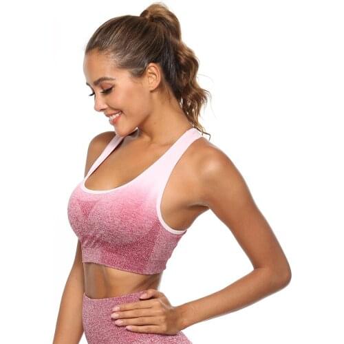 Sexy Seamless Yoga Sports Bras Multicolor Gradient Sports Fitness Casual Workout Exercise Gym Tank Tops for Women