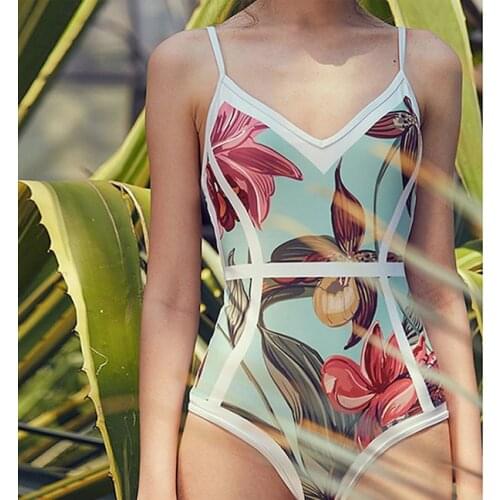 Sexy One-piece Swimsuit 2021 New Women Flower Print Monokini Swimwear Girl Bathsuit Beachwear Swimming Suit Biquini купальник