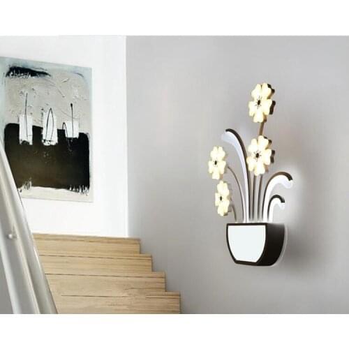 NEW Modern natural creative living room LED lamp potted flower corridor wall lamp iron acrylic lamp bedroom ceiling lamp