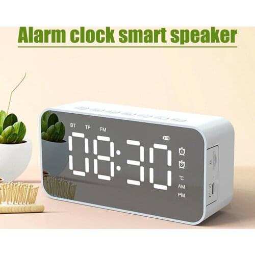 Mirror Alarm Clock LED Digital Clock Bluetooth Speaker With Radio LED Mirror Wireless Subwoofer Music Player Table Clock