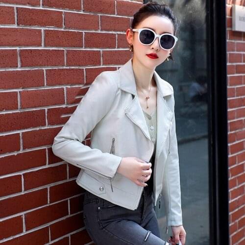 Ladies Spring new pu leather jacket short small coat fashion mother autumn suit young and middle-aged womens tops locomotive