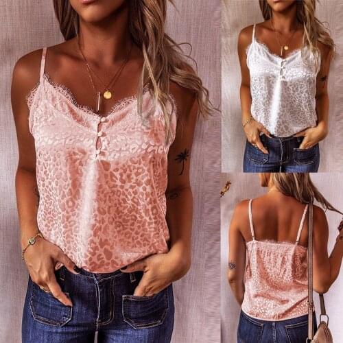 2021 Woman Lace Satin Backless Crop Tops White Leopard Tank Tops Camisole Female Sleeveless Casual Short Shirt Women Clothing