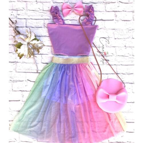 2-8Y Kids Baby Girls Clothes Set 2021 Summer Children Sleeveless Vest Tops and Mesh Tulle Shorts Skirts Fashion Girls Outfits