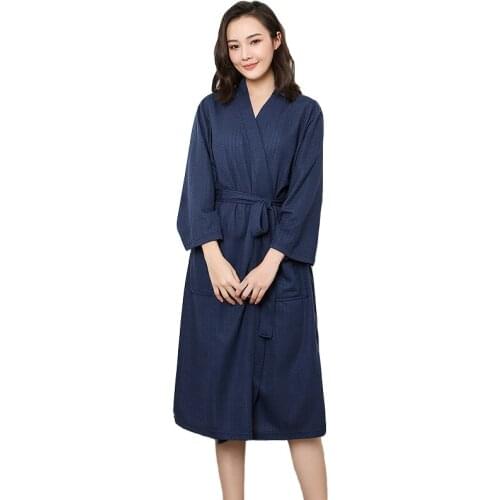 Women New Robe Chinese Spa Home Dress Solid Lady Sleepwear Cotton Nightgown Nightwear Sexy Nightdress Kimono Bathrobe Gown