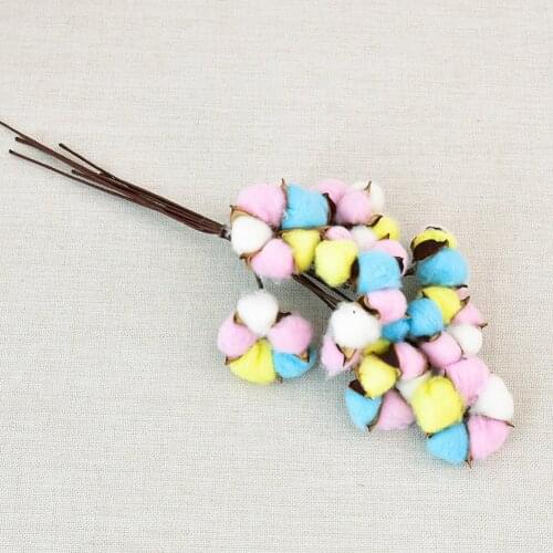 10 Branches Dried Flowers Head 30cm Cotton Stem Floral Branches Artificial Floral Cotton Rayon Mix Decoration Living room Flower