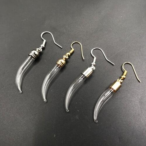 2/4/8/10pcs chili shape DIY glass Vial Earring charms mini wishing glass bottles with Tassel cap name on rice art earring gifts