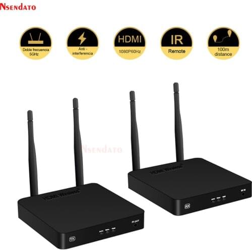 2.4GHz/5GHz 1080P 100m Wifi HD Wireless Audio Video Sender Transmitter Receiver Extender Support HDCP1.4 HDTV 3D Projector