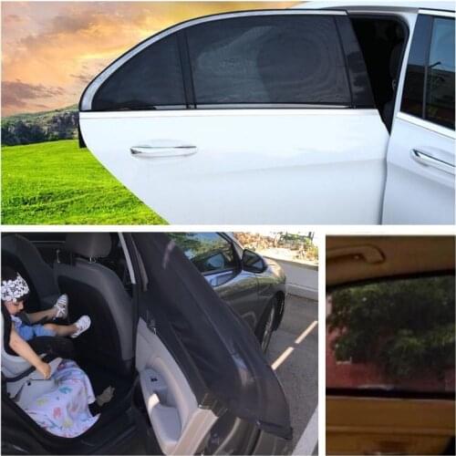 2pcs Car Rear Side Window Cover Sunshade 52cm*110cm Curtain UV Protection Shield Visor Mesh Auto Sunshade Curtain