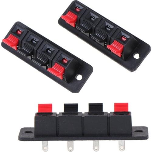 2Pcs Hot Plastic 4 Positions Connectors Terminal Push In Jack Spring Load Audio Speaker Terminals Breadboard Clips