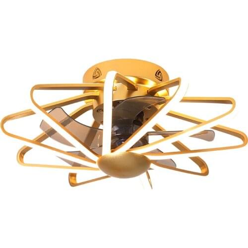 2020 NEW Restaurant Fan Light Pure Copper Motor Celling Fan With Light Bedroom Fan Lamp With Remote AC110V AC220V Golden Lamp