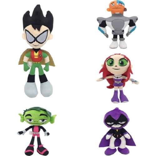 25cm Cute Soft Cartoon Movie Teen Titans Go Stuffed Doll toy Teenager Heros Raven Robin Beast Boy plush toy gifts for children