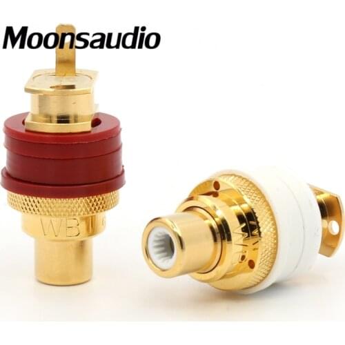 2pcs Hi-end WBT-0201 classsic RCA Socket Phono Chassis Panel female Sockets hifi gold plated RCA jack