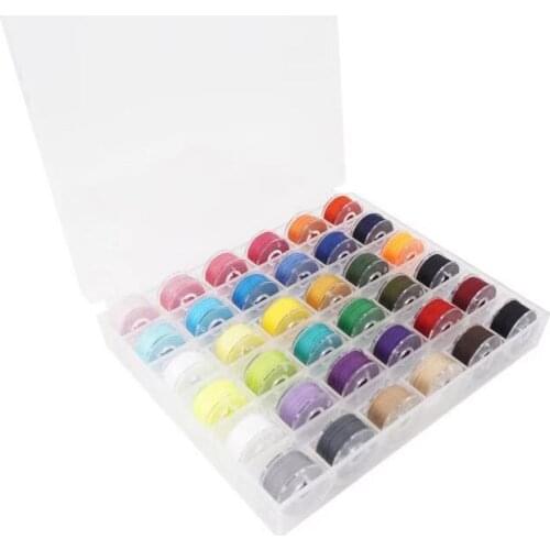 36pcs Colorful Spools Empty Plastic Bobbins Case Organiser Set Sewing Machine Bobbin Box Storage Sewing Accessories