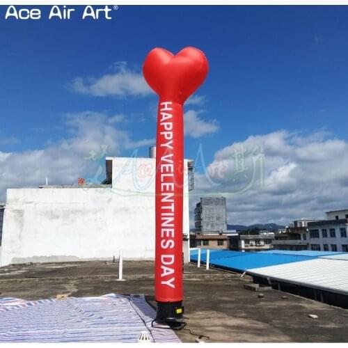 5m H classical red inflatable heart model air dancer inflatable heart sky dancer for advertising on Valentine' Day decoration