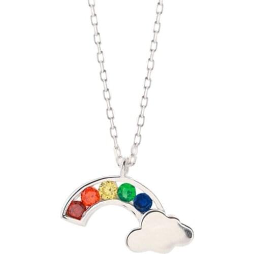 Korean Girlfriend Accessories 925 Silver Jewelry with Rainbow Necklace Sweet Fresh Wild Student Clavicle Chain
