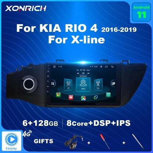 4GB RAM 128GB ROM Android 10 AI Voice Control DSP Car Radio Multimedia GPS For KIA RIO 4 x-line 2016-2019 no 2 din Carplay DSP