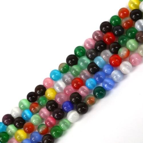 40-100pcs 4/6/8/10mm Mixed Color Round Opal Natural Cat Eye Beads Spacer Loose Beads For Jewelry Making DIY Necklace Bracelet
