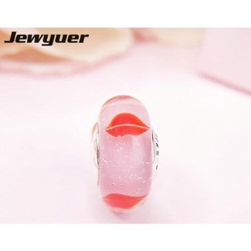 New Valentines Day Sparkling Murano glass charms 925 Sterling Silver heart beads fit charm Bracelets DIY fine jewelry BD166