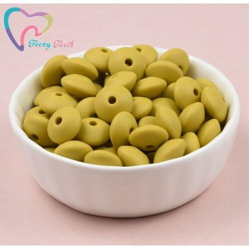 Teeny Teeth 50PCS Mustard Silicone Lentil Teether Beads DIY Baby Pacifier Abacus Chewing Beads Necklace Jewelry Toy Accessories