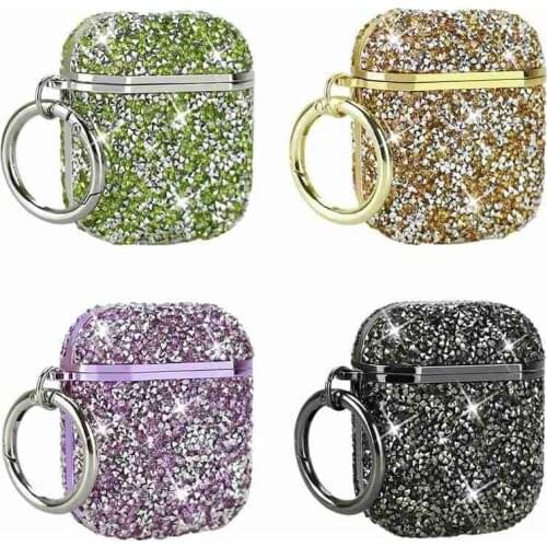 For Airpods Pro Changing Case Crystal Diamond Bag Shell Case With Anti Lost Ear Hooks