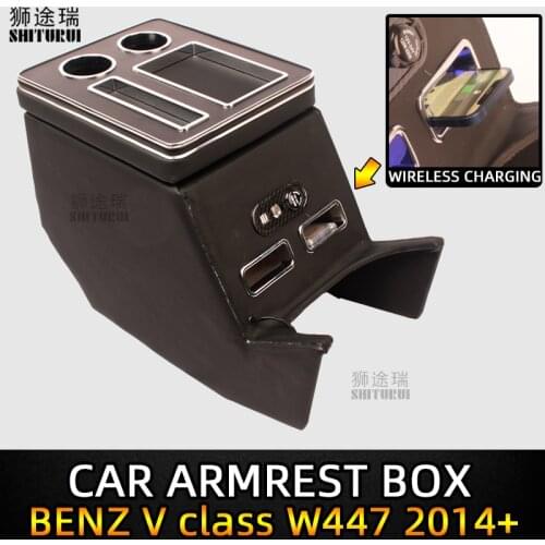 FOR Mercedes-Benz V-Class V220 V260 V250 W447 Armrest Storage Box Rear Handrail Box Mobile Phone Charging USB Hold Hands Water