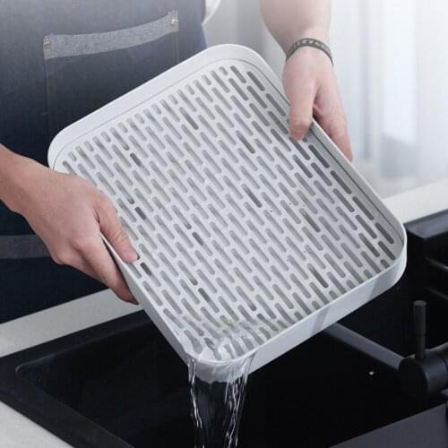 Double Layer Dish Drainer Plate Fruit Vegetables Bowls Shelf Easy Clean Drainer Grids Storage Tray Kitchen Bathroom Organizer