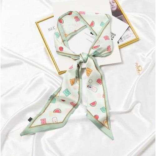 9*140cm Watermelon Letters Silk Finish Ins Style Elegant Bags Ribbon Tie Band Neckerchief Hair Neck Scarves for Women 2021