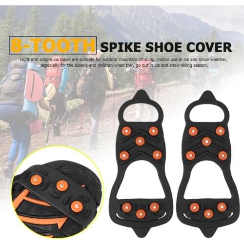 Hot Sale Fishing Lock Buckle Easy to Carry 8 Studs Ice Snow Shoe Spiked Grips Cleat Crampons Climbing Anti Slip Shoes Cover