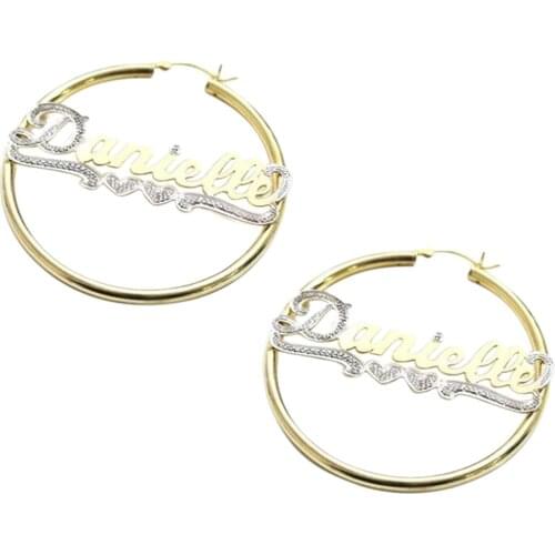 Personalized Name Hoop Earring 18k Gold Plated Custom Name Earrings Statement Heart Initial Earring Hoops Gift for Women Girls