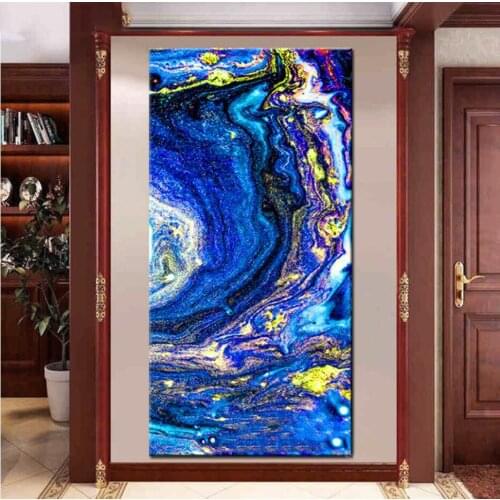 Large Size paintings room Decoration Abstract Blue Gold Waves diamond painting Full Square Round Mosaic Diamond Embroidery