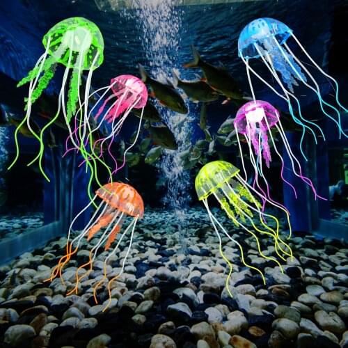 Colorful Artificial Glowing Effect Jellyfish Fish Tank Aquarium Decor Mini Submarine Ornament Decoration Aquatic Pet Supplie New