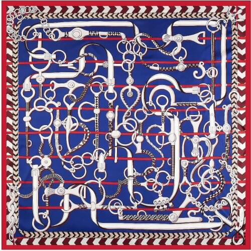 Dense color silk scarf interlocking pattern S53 100%Silk square shawl 130X130