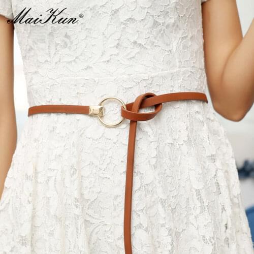 Maikun Student Dress Casual Decoration Belt Multicolor Ring Knotted Ladies Faux Leather Waistband