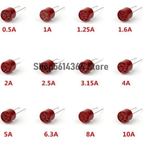 10 Pcs TR5 8*8mm T1A 3.15A 2 4 5 6.3A 10A 250V TR5/5TR Miniature Micro Slow Blow Fuse