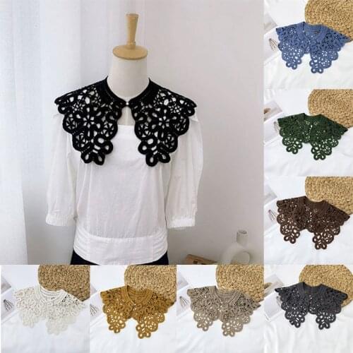Fashion Cotton Lace Big Lapel Doll Fake Collar for Women Removable Detachable False Collar Sweater Dress Decoration Accessory
