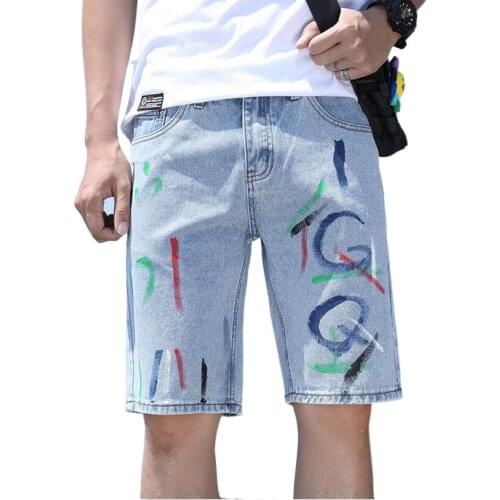 Men Light Blue Denim Shorts New Summer Man Straight Fit Short Jeans Good Quality Male Thin Casual Shorts Jeans Pants Size 38