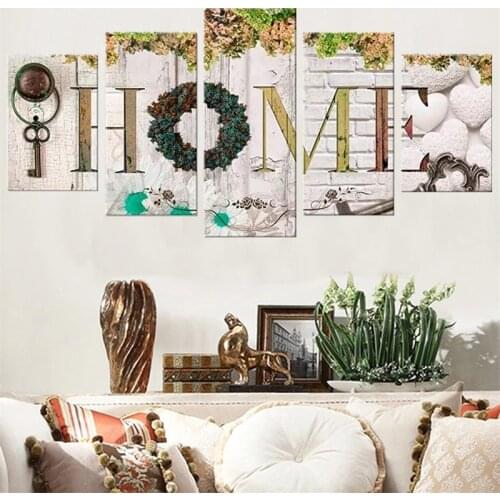 Wall Art Canvas Paintings 5 Piece Home Typeface Retro Decor Posters And Prints Canvas Prints Home Living Room Decoration