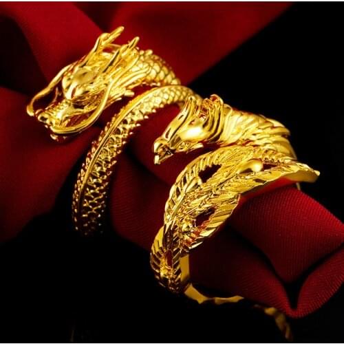 2021 New Adjustable Retro Dragon And Phoenix Couple Ring Engagement Ring Beautiful Ring Jewelry Round Ring Fashion Jewelry