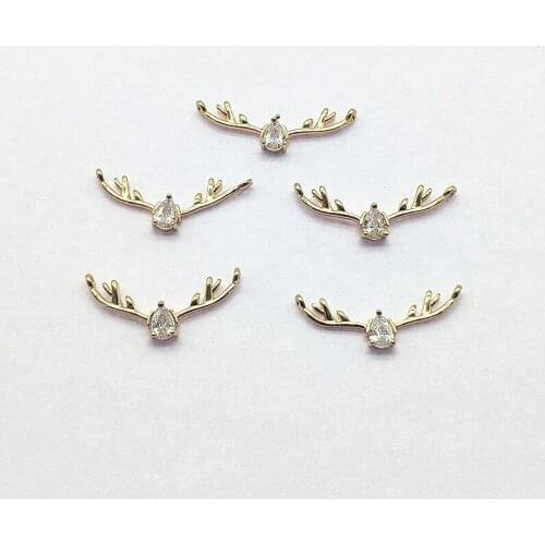 New arrival! 13x27mm 50pcs Copper/Cubic Zirconia antler Connector for Hand Made Earrings DIY,Jewelry Findings & Components