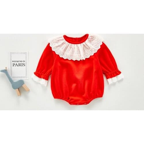 Autumn Baby Bag Fart Clothes Baby Romper Doll Collar Romper Girl Baby Newborn Sweet Long-Sleeved Triangle Jumpsuit For Toddlers