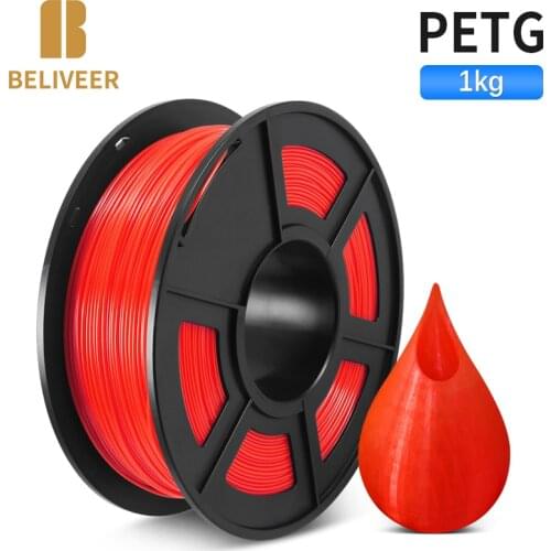 PETG Filament 3D Printer DIY Gift Material 1.75MM 1KG 3D Printing Consumable Material With Spool Industry Pieces BELIVEER 3D