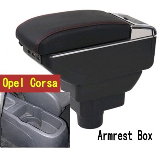 For OPEL CORSA armrest box central Store content box with cup holder ashtray USB CORSA armrests box