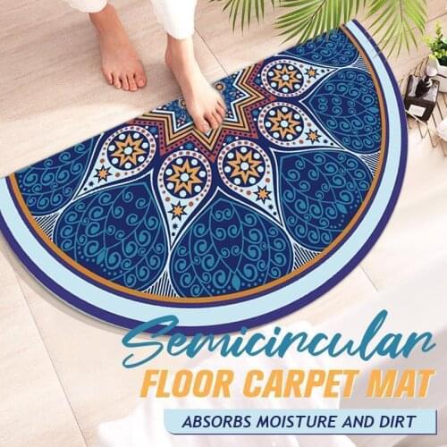 Semicircular Floor Carpet Mat Half Round Entrance Door Rug Non-Slip Welcome Doormat for Patio Front Door TS2