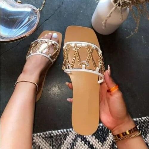 2021 Summer New Watch Strap Chain Cover Wear Sandals Soft Soled Beach Shoes Anti Slip Durable Shoes for Women Sandals
