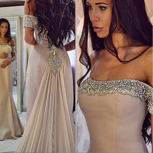 Chiffon Beaded Lace Applique Long Prom Dress Sheer Back Sleeveless Formal Gown O-Neck Floor Length Evening Dresses vestido festa